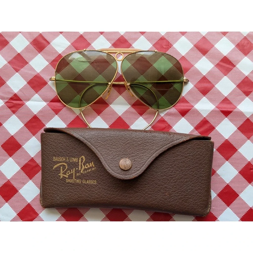 ORIGINAL WWII AAF BAUSCH & LOMB RAY BAN AVIATOR SUNGLASSES 1/10 12K GOLD FILLED